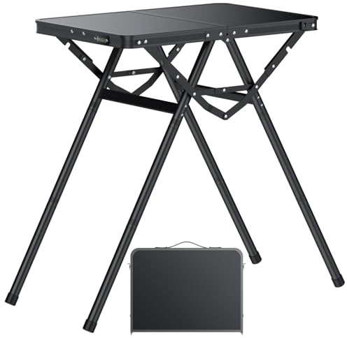 JiGiU Folding Camping Table Pinic Table Height Adjustable Aluminum Alloy Foldable Table Max Weight Capacity 180lbs with Carry Handle More Stable Triangle Feet for Outdoor Indoor Hiking Camp BBQ Beach