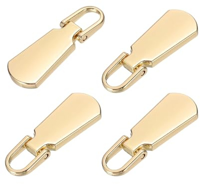 sourcing map Lot de 4 tirettes de fermeture éclair de 3,6 cm en alliage de zinc pour bagages, vêtements, vestes, sacs à dos, bottes - Doré