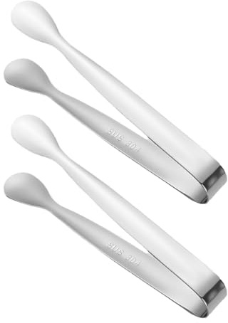 Qumiuu Tenazas Pequeñas Para Azúcar | 2 Piezas Herramientas De Acero Inoxidable Para Agarrar Hielo,Tenazas De Metal Para Cócteles - Para Malvaviscos Bartender Té Café Panadero Restaurante Buffet