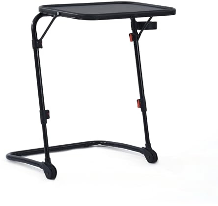 MEUBLE COSY Tavolino Pieghevole Regolabile, Tavolino da Divano con Piano Inclinabile, Porta Bicchiere, Tavolino Salvaspazio Senza Montaggio per Soggiorno, Letto, Divano, Nero