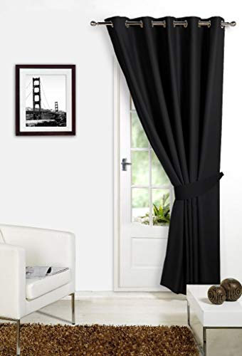 viceroy bedding BLACK 66 Width x 84 Drop (Only 1 Panel), Supersoft Thermal Blackout DOOR EYELET/RING TOP Readymade Bedroom Curtain 'Winter Warm but Summer Cool