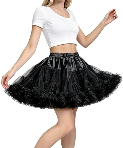 Petticoat Skirt for Women Under Dress 3-Layered Tulle Elastic Waist Tutu
