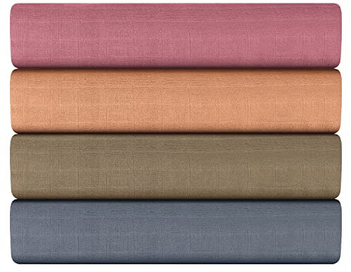 Peepeemax Baby Pucktuch für Neugeborene, Große Musselin Tuch 120x120 cm, Bambus-Baumwolle Musselin Decke Swaddle Blanket für Junge und Mädchen, Verwendbar für Windeln, Spucktücher, 4er Set, Braun