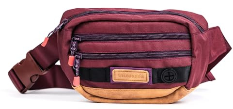 Wilderdog Utility Fanny Pack stores Treats, Balls, Keys in 3 Pockets with adjustable strap and Poop Bag dispenser (Huckleberry)