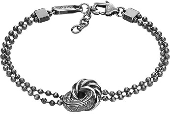 EMPORIO ARMANI Herren-Edelstahlarmband mit Karabiner-, Schieber- oder Magnetverschluss, Kühles Silber