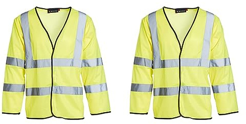 Blackrock Hi Vis Yellow Long Sleeve Waistcoat, Men's and Women's Lightweight and Comfortable, Reflective High Visibility Safety Wear, Fully EN Certified - 2XL (Pack of 2)