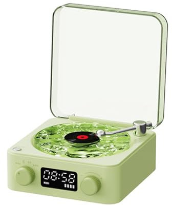 The Waves Vinyl Player,Waves Vintage Vinyl Record Player Bluetooth Speaker, Retro Turntable Speaker with 4 Sounds of Nature with RGB Light for Relax Asleep (Green)