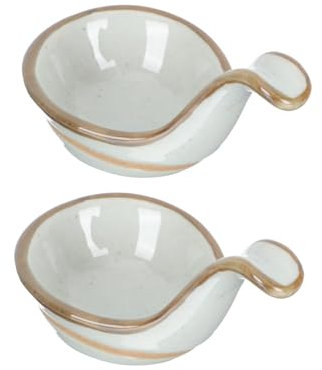 SHOWERORO 2pezzi Piatti Ceramica Per Salse Con Cucchiai Creativi Per Caviale e Fegato Oca Contenitori Per Snack e Antipasti Per Eventi e Feste