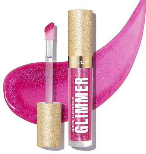 Revlon Super Lustrous Glimmer Gloss – Gloss repulpant lèvres hydratant, lip gloss brillant, maquillage pour les lèvres, 009 Razz Beamy, 3,8 ml