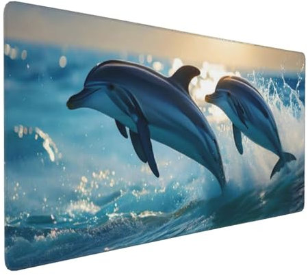 Mouse Mat 500x250x3 mm Large Gaming Mouse Pad Dolphin Desk Mat Stitched Edges, Mousepad Non Slip Rubber Base, Waterproof Soft Cloth, Computer Accessories for Home Office Decoration, Gifts L-357