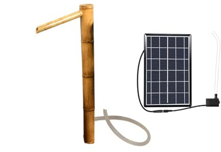 LYFDPN Fontaine extérieure de Jardin en Cascade, Pompe de décoration Japonaise caractéristique en Bambou, décoration de Fontaine Solaire en Bambou (80cm)