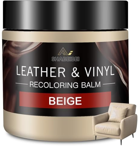 SHABEIBEI Leather Recoloring Balm and Scratch Repair Kit – 200ml Beige Leather Restorer for Couches, Furniture, Car Seats – Leather Paint & Stain for Sofa, Chairs, Bags, and More