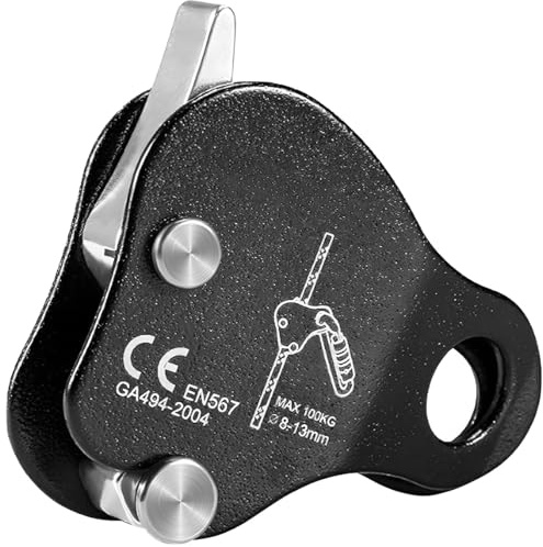 Texvora Protezione anticaduta ascendente per arrampicatori, soccorso e alpinismo - Grab corda in alluminio per arboricoltori e compiti aerei