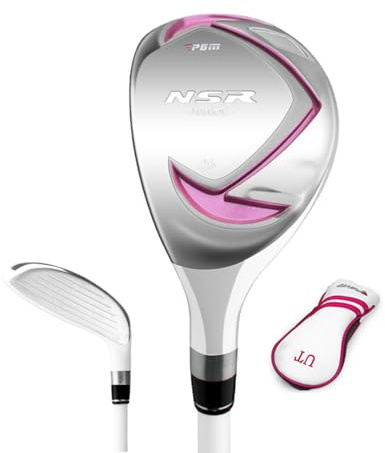 Left Handed Golf Wood Club Kids #1/Hybrid Club 16/26 Degree Loft Graphite Shaft Golf Driver Wooden Pole Sports Equipment with Headcover (Hybrid- Age 9-12,Left,Pink)