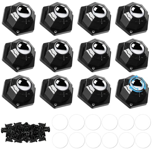 12 Pièces Roulettes à Billes Pour Meubles, Roulettes à Billes Robustes, Roulettes Plates Pour Meubles, Rotation à 360°, Convient Aux Meubles Et Aux Appareils électroménagers