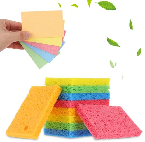 15Pcs Cellulose Sponges, Compressed Kitchen Sponges - 5 Colors Multipurpose Cleaning Sponge for Kitchen Bathroom Cars