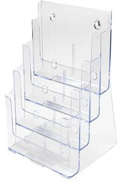 Deflecto Countertop 4 Tier 4 Pocket A4 Portrait Multi-Tier Literature Holder - Magazine File Holder Holder - Leaflet Wall Mounting