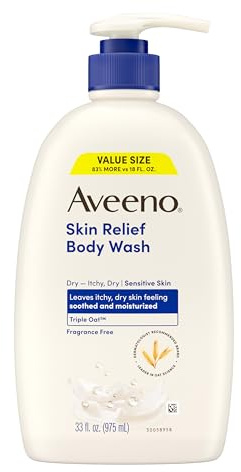 Aveeno Skin Relief Fragrance-Free Body Wash with Triple Oat® Complex, Gentle Daily Cleanser for Sensitive Skin Leaves Itchy, Dry Skin Feeling Soothed & Moisturized, 33 fl. oz