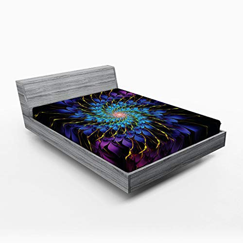 ABAKUHAUS Trippy Spannbetttuch, Vortex von Vivid Petals, Soft Dekorativer Stoff Bettwäsche Rund-um Elastischer Gummizug, 140 x 200 cm, Mehrfarbig