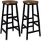 Tektalk Round Bar Stool Square Leg Vintage Rustic Brown Easy Assembly for Home Kitchen Counter - Set of 2