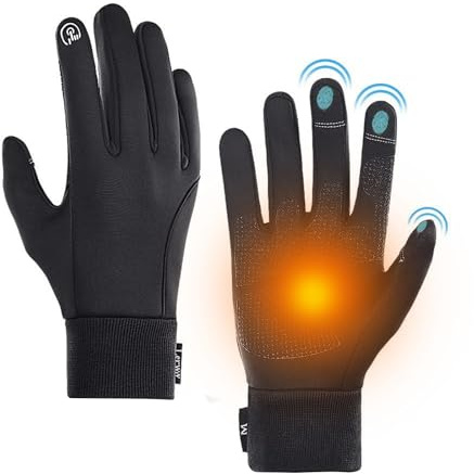 LERWAY Guanti invernali caldi con touch screen neri per uomo donna guanti antiscivolo antivento guanti per sport corsa guida mountain bike arrampicata escursionismo resistente all'acqua (nero-S)