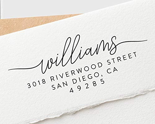 Stamp by Me - Adressstempel Personalisiert | Stempel Personalisiert, Gummistempel | Holzgriff | 4 Textzeilen, 2 Schriftarten, Schwarze Tinte, Personalisierter Druck, 4 Designs