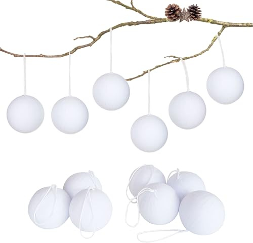 Papierdrachen Weihnachtskugeln zum Selbstbemalen in Pappmaché-Optik - tolle Bastelidee - Festliche Weihnachtsdekoration zum Selbermachen - Christbaumkugeln - weiß