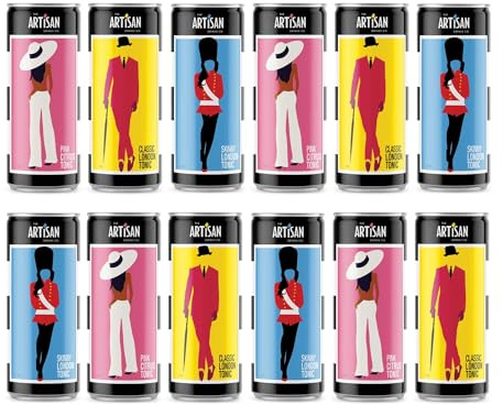 The Artisan Drinks Company Tonic Water Mixed Case - 200mlx12 Cans - Natural Ingredients - Tonic Water for Gin - Ideal Gin Mixer for Premium Spirits
