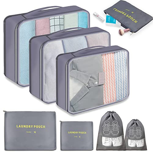 8 Teilige Koffer Organizer Set, Leichtgewicht Reise Organizer, Wasserdicht Kofferorganizer, Packing Cubes in Verschiedenen Größen, Packwürfel Rucksack für Urlaub Reise