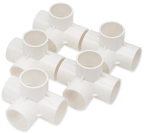 Bwintech 5 Pcs 40MM (1-1/4) deslizante en T cúbica de 4 vías Conector PVC-U Fitting Codo Acoplamiento Conector Conexión de tuberías de agua de jardín
