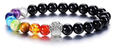 CrystalTears Obsidian Armband Damen 8mm Beads Hündchen Katze Perlenarmband mit echte Chakra Steine Reiki Talisman spirituelle Geschenke