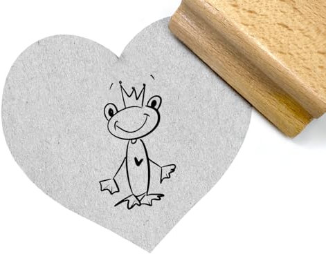 Stempel - Kinderstempel FROSCH-König mit Herz - Bildstempel Motivstempel Geschenk für Kinder - Schulstempel - Schule Kita Einschulung Basteln Deko - von zAcheR-fineT