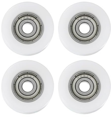 sourcing map 4 guide per cuscinetti a sfera, 5 x 25 x 9 mm, a doppia schermatura in metallo, in acciaio cromato, per guida di apparecchiature meccaniche, colore bianco