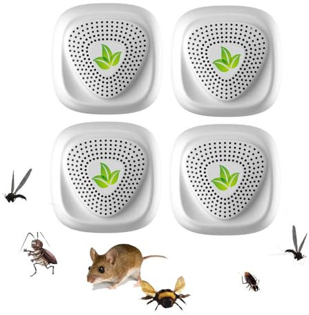 Ultraschall Maus und Ratten,Ultraschall Mäuseabwehr,4 Stück Mückenschutz,für Drinnen Mücken, Mäuse, Spinnen, Kakerlaken, Insekten, Flöhe, Motten,100% professionell und effektiv
