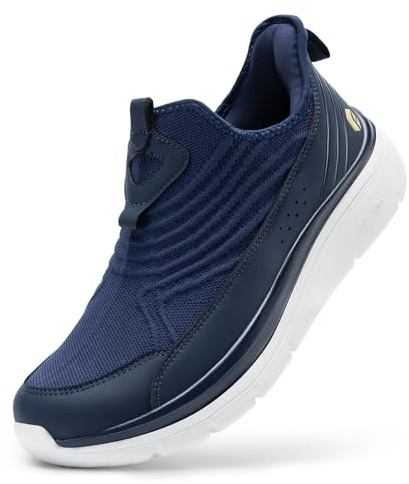 FitVille Slip On Zapatillas Deportivas de Horma Ancha para Hombre Sin Cordones Zapatos Transpirables, Cómodas para Caminar y Correr Azul 49 EU Ancho