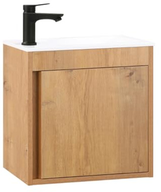 Kometmöbel vättställ med underskåp hängande 50 cm monterat (Ek 50cm, Utan kran)