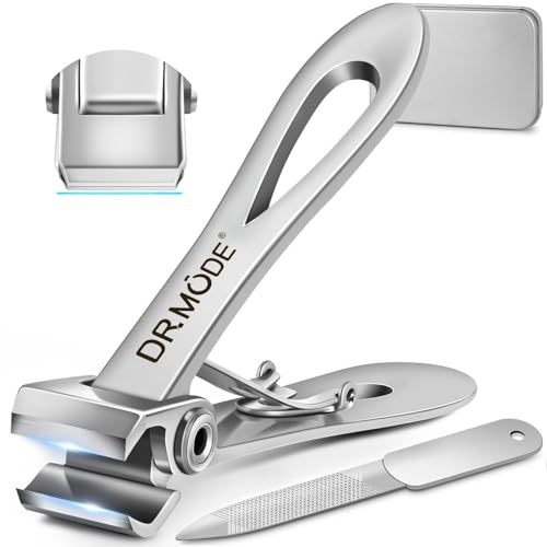 DRMODE Cortauñas Recto Para Hombres, Cortauñas Grandes Para Uñas Gruesas Para Personas Mayores Con Mandíbula Ancha, Cortador De Uñas De Mango Largo Con Lima, Plateado