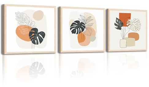 Piy Painting Conjunto De 3 Impresiones Sobre Lienzo Planta Abstracta Quadros Decoração Sala Moderno Cuadros Decorativos Posters Para Pared Imágenes Pintura Con Marco Salon Dormitorios Cocina 30×30cm