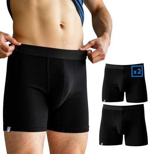 ALPIN LOACKER Merino Men's Boxer Shorts with Coolmax Technology, Merino Wool Functional Underwear, Men's Sports Underwear, Breathable, Odourless & Quick-Drying, black, XL