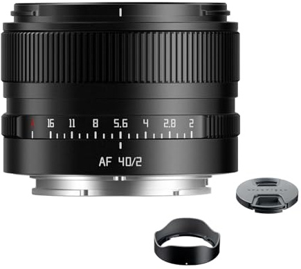 TTArtisan AF 40 mm F2 helformatobjektiv för E-Mount, lätt autofokus fast brännviddobjektiv med stor bländare F2.0, STM-motor, kompakt och snabb för väg- och resefotografering