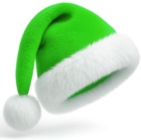 Konralasen Santa Hat Christmas Hats Adult: Xmas Hat Velvet Christmas Party Hat Thicken Classic Fur for Christmas Gifts New Year Festive Gifts for Men Women (Green)