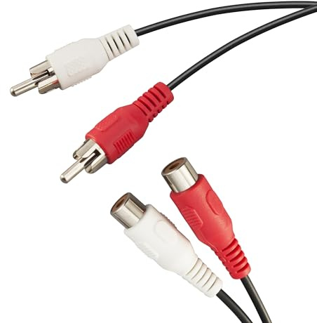 TENINYU 12 Feet AV Extension Cable RCA Stereo Audio Cable, 2RCA Male to 2RCA Female Audio Extension Cable Red/White Connectors 12FT