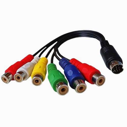 Pylorixz - Cable S-Video de 10 pines a RGB 6 10 pines DIN S-Video macho, como se indica, PVC + metal para PC HDTV RGB Cable Componente 30 cm