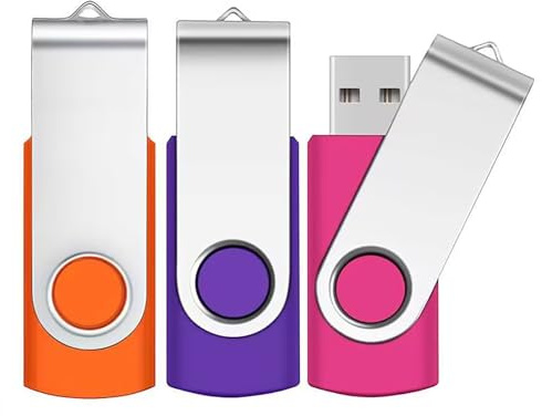PenDrives 16GB 3 Piezas USB Flsh Drives, SRVR Portátil Memorias USB 2.0 de Memoria Dispositivos Externos con Indicador LED ，Contiene 3 cordón,(Amarillo，Púrpura y Rosa)