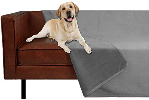 Ameritex Pet Bed Blanket Reversible 100% Waterproof Velvet Super Soft for Sofa and Bed (40x60 Inches, Light Grey+Grey)