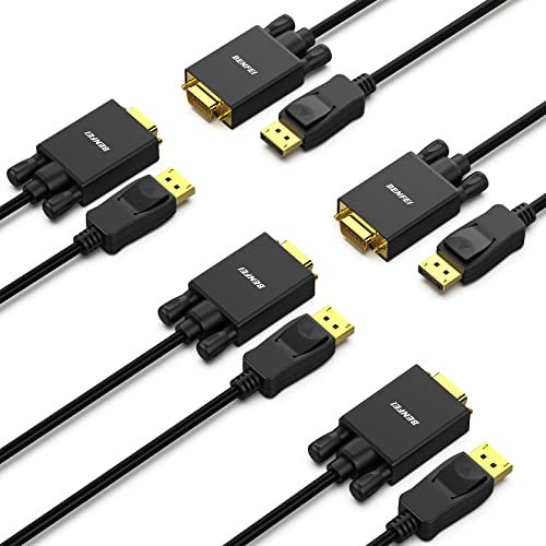 BENFEI DisplayPort auf VGA Kabel 1,8M 5 Stück, Unidirektional DP DisplayPort Computer to VGA Monitor 1080P Stecker zu Stecker Vergoldetes Kabel, kompatibel mit Dell HP ASUS und anderen Marken
