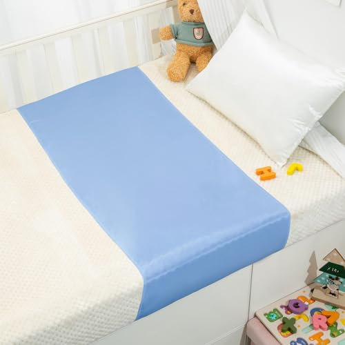 PROMEED 23 Momme Seiden-Bettlaken für Babyhaare, keine kahlen Stellen mehr, 100 % Maulbeerseide, Bettlaken für Babybett, Jungen/Mädchen, Blau