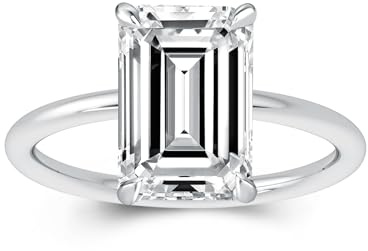 Effinny 3.5ct Solitaire Elongated Emerald Cut Engagement Ring for Women,Sterling Silver Promise Ring(size:6)
