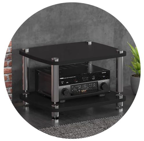 1/2/3/4-lagiger HiFi-Audioschrank HiFi-Ständer Plattenspieler-MDF-Ständer Audio-Rack Mit Stoßdämpfenden Füßen Regal for Leistungsverstärker Geräteschrank (Color : Schwarz, S : 60 * 48 * 38cm(2Tier))