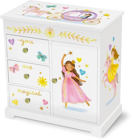 Musical Princess Jewellery Box for Girls - Kids Dancing Princess Music Box with Mirror, Fairytale Gifts for Little Girls, Jewellery Boxes, Childrens Birthday Gift, Ages 3-10